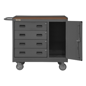 Durham 3121-TH-95 Mobile Bench Cabinet, 4 Drawers, Hard Board Top, 24-1/4 X 42-1/8 X 36-3/8