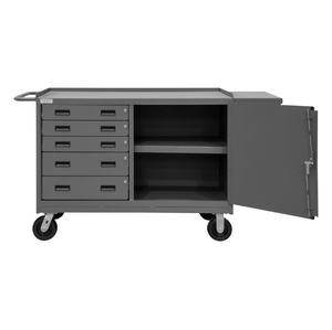 Durham 3402-95 Mobile Bench Cabinet, 1 Shelf, 5 Drawers, 24-1/4 X 66-1/8 X 37-3/4