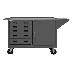 Durham 3402-95 Mobile Bench Cabinet, 1 Shelf, 5 Drawers, 24-1/4 X 66-1/8 X 37-3/4