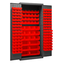 Load image into Gallery viewer, Durham 3500-138B-1795 Cabinets, 14 Gauge, 138 Red Bins, 36 X 24 X 84