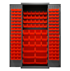 Durham 3500-138B-1795 Cabinets, 14 Gauge, 138 Red Bins, 36 X 24 X 84