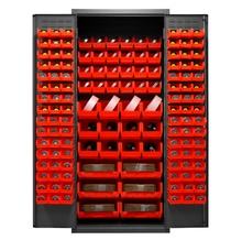 Load image into Gallery viewer, Durham 3500-138B-1795 Cabinets, 14 Gauge, 138 Red Bins, 36 X 24 X 84