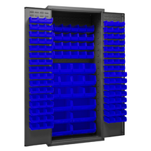 Load image into Gallery viewer, Durham 3500-138B-5295 Cabinets, 14 Gauge, 138 Blue Bins, 36 X 24 X 84