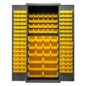 Durham 3500-138B-95 Cabinets, 14 Gauge, 138 Yellow Bins, 36 X 24 X 84