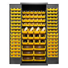 Load image into Gallery viewer, Durham 3500-138B-95 Cabinets, 14 Gauge, 138 Yellow Bins, 36 X 24 X 84