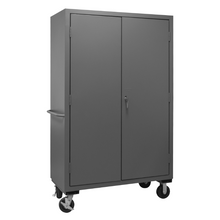 Load image into Gallery viewer, Durham 3502M-BLP-18-2S-5295 Mobile Cabinet, 14 Gauge, 2 Shelves, 18 Blue Bins, 48 X 24 X 81