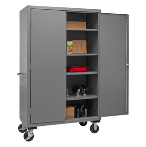 Durham 3502M-BLP-4S-95 Mobile Cabinet, 14 Gauge, 5 Shelves, 48 X 24 X 81