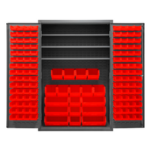 Load image into Gallery viewer, Durham 3502-138-3S-1795 Cabinet, 14 Gauge, 3 Shelves, 138 Red Bins, 48 X 24 X 72