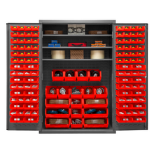 Load image into Gallery viewer, Durham 3502-138-3S-1795 Cabinet, 14 Gauge, 3 Shelves, 138 Red Bins, 48 X 24 X 72