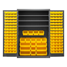 Load image into Gallery viewer, Durham 3502-138-3S-95 Cabinet, 14 Gauge, 3 Shelves, 138 Yellow Bins, 48 X 24 X 72