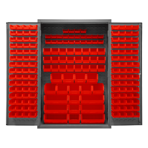 Durham 3502-186-1795 Cabinet, 14 Gauge, 186 Red Bins, 48 X 24 X 72