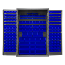 Load image into Gallery viewer, Durham 3502-186-5295 Cabinet, 14 Gauge, 186 Blue Bins, 48 X 24 X 72