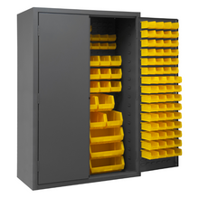 Load image into Gallery viewer, Durham 3502-186-95 Cabinet, 14 Gauge, 186 Yellow Bins, 48 X 24 X 72