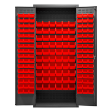 Load image into Gallery viewer, Durham 3603-156B-1795 Cabinet, 14 Gauge, 156 Red Bins, 36 X 18 X 84