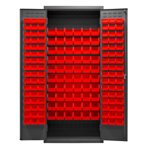 Durham 3603-156B-1795 Cabinet, 14 Gauge, 156 Red Bins, 36 X 18 X 84