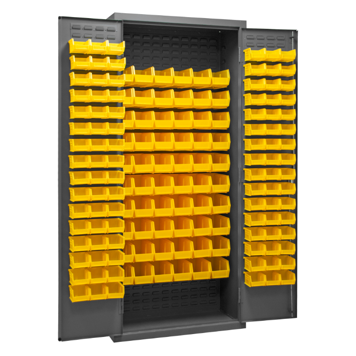 Durham 3603-156B-95 Cabinet, 14 Gauge, 156 Yellow Bins, 36 X 18 X 84