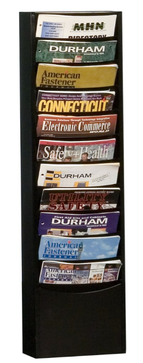 Durham 402-08 Literature Rack, 11 Pockets, Black