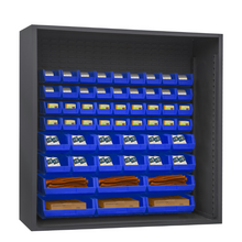 Load image into Gallery viewer, Durham 5019-54-5295 Enclosed Shelving, 12 Gauge, 54 Blue Bins, 60 X 24 X 72