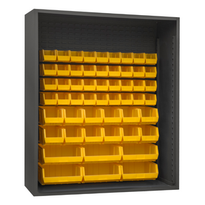 Durham 5019-54-95 Enclosed Shelving, 12 Gauge, 54 Yellow Bins, 60 X 24 X 72