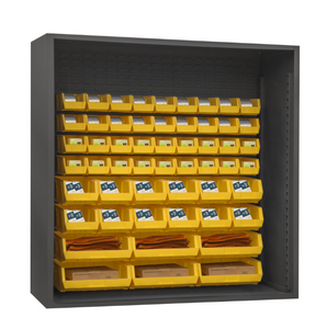 Durham 5019-54-95 Enclosed Shelving, 12 Gauge, 54 Yellow Bins, 60 X 24 X 72