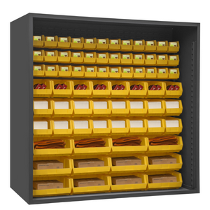 Durham 5023-72-95 Enclosed Shelving, 12 Gauge, 72 Yellow Bins, 72 X 24 X 72