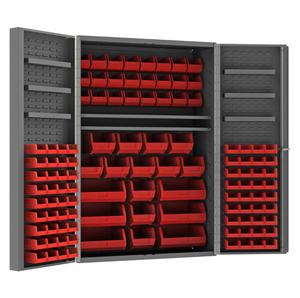 Durham DC48-114-6DS-1795 Cabinet, 14 Gauge, 6 Door Trays, 114 Red Bins, 48 X 24 X 72