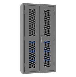 Durham EMDC36182S15B5295 Ventilated Cabinet, 14 Gauge, 2 Shelves, 15 Blue Bins, 36 X 18 X 72