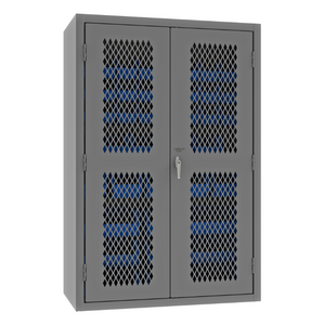 Durham EMDC-482472-42B-5295 Ventilated Cabinet, 14 Gauge, 42 Blue Bins, 48 X 24 X 72