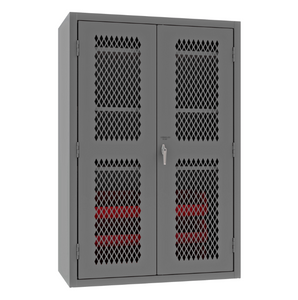 Durham EMDC-482472-6B-3S-1795 Ventilated Cabinet, 14 Gauge, 3 Shelves, 6 Red Bins, 48 X 24 X 72