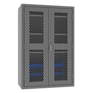 Durham EMDC-482472-6B-3S-5295 Ventilated Cabinet, 14 Gauge, 3 Shelves, 6 Blue Bins, 48 X 24 X 72