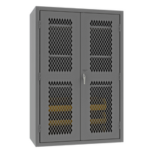 Load image into Gallery viewer, Durham EMDC-482472-6B-3S-95 Ventilated Cabinet, 14 Gauge, 3 Shelves, 6 Yellow Bins, 48 X 24 X 72