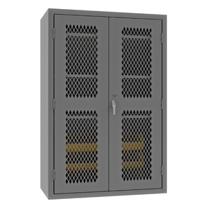 Durham EMDC-482472-6B-3S-95 Ventilated Cabinet, 14 Gauge, 3 Shelves, 6 Yellow Bins, 48 X 24 X 72