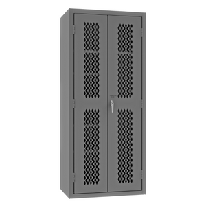 Durham EMDC-362484-HDL-95 Ventilated Janitorial Cabinet, 14 Gauge, 5 Shelves, 36 X 24 X 84