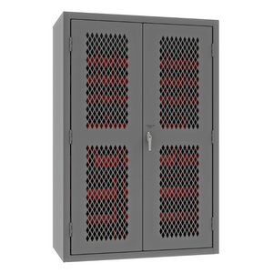 Durham EMDC-482472-42B-1795 Ventilated Cabinet, 14 Gauge, 42 Red Bins, 48 X 24 X 72