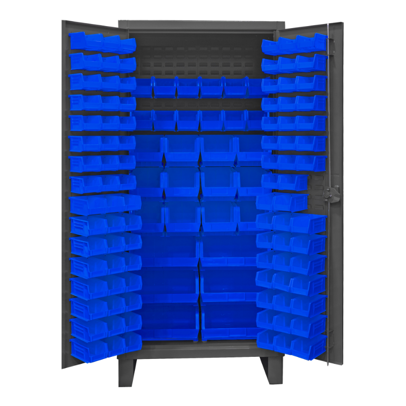 Durham HDC36-126-5295 Cabinet, 12 Gauge, 126 Blue Bins, 36 X 24 X 78