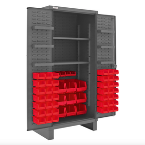 Durham HDC36-60-2S6D1795 Cabinet, 12 Gauge, 2 Shelves, 6 Door Shelves, 60 Red Bins, 36 X 24 X 78