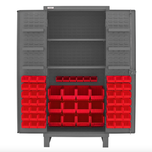 Durham HDC36-60-2S6D1795 Cabinet, 12 Gauge, 2 Shelves, 6 Door Shelves, 60 Red Bins, 36 X 24 X 78