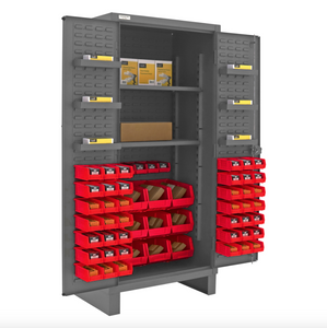 Durham HDC36-60-2S6D1795 Cabinet, 12 Gauge, 2 Shelves, 6 Door Shelves, 60 Red Bins, 36 X 24 X 78