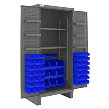 Load image into Gallery viewer, Durham HDC36-60-2S6D5295 Cabinet, 12 Gauge, 2 Shelves, 6 Door Shelves, 60 Blue Bins, 36 X 24 X 78