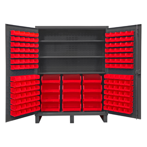 Durham HDC60-156-3S1795 Cabinet, 12 Gauge, 3 Shelves, 156 Red Bins, 60 X 24 X 78