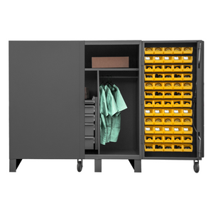 Durham HDC60-72DC18TB5B95 Cabinet, 12 Gauge, 2 Shelves, 60 Bins, 18 Tilt-Bins, 4 Drawer, Wardrobe Bar, 60 X 36 X 60