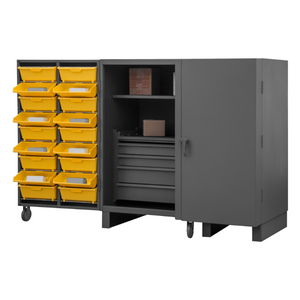 Durham HDC60-72DC18TB5B95 Cabinet, 12 Gauge, 2 Shelves, 60 Bins, 18 Tilt-Bins, 4 Drawer, Wardrobe Bar, 60 X 36 X 60