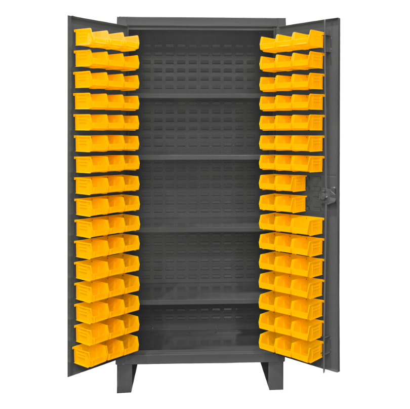 Durham HDC36-96-4S95 Cabinet, 12 Gauge, 4 Shelves, 96 Yellow Bins, 36 X 24 X 78