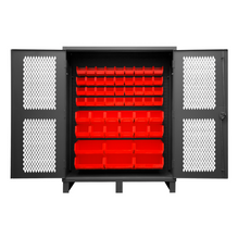 Load image into Gallery viewer, Durham HDCV60-54B-1795 Ventilated Cabinet, 12 Gauge, 54 Red Bins, 60 X 24 X 78