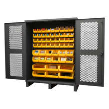 Load image into Gallery viewer, Durham HDCV60-54B-95 Ventilated Cabinet, 12 Gauge, 54 Yellow Bins, 60 X 24 X 78