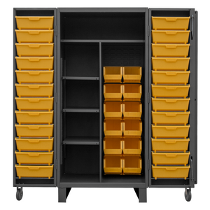 Durham HDJ36-12DC24TB4S95 Cabinet, 12 Gauge, 4 Shelves, 36 Yellow Bins, 36 X 36 X 78