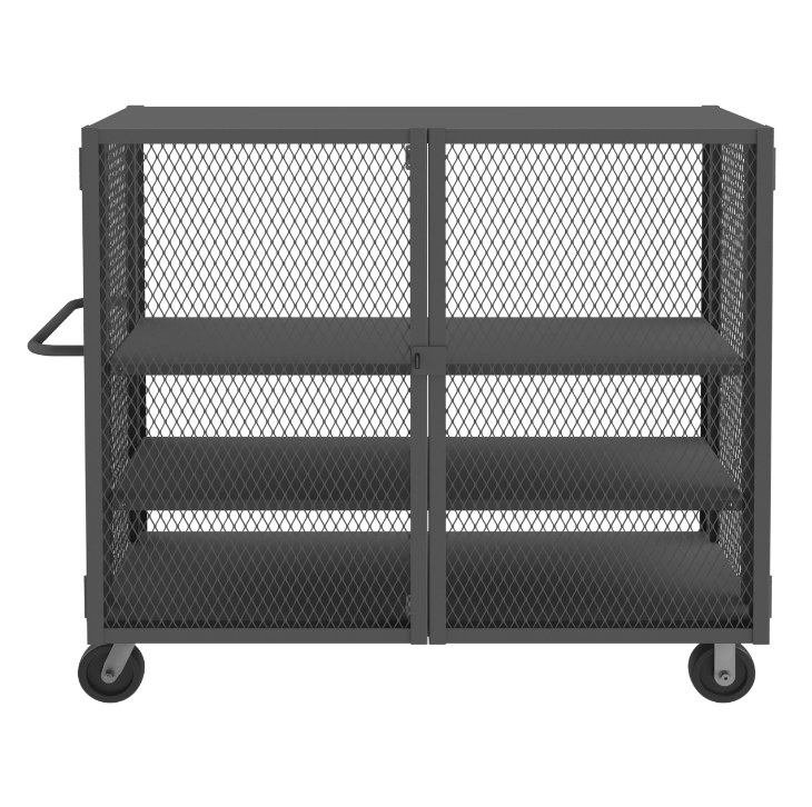 Durham HTL-3060-DD-2AS-95 Mesh Truck, 2 Adjustable Shelves, 30 X 60, 2000 Lbs. Capacity