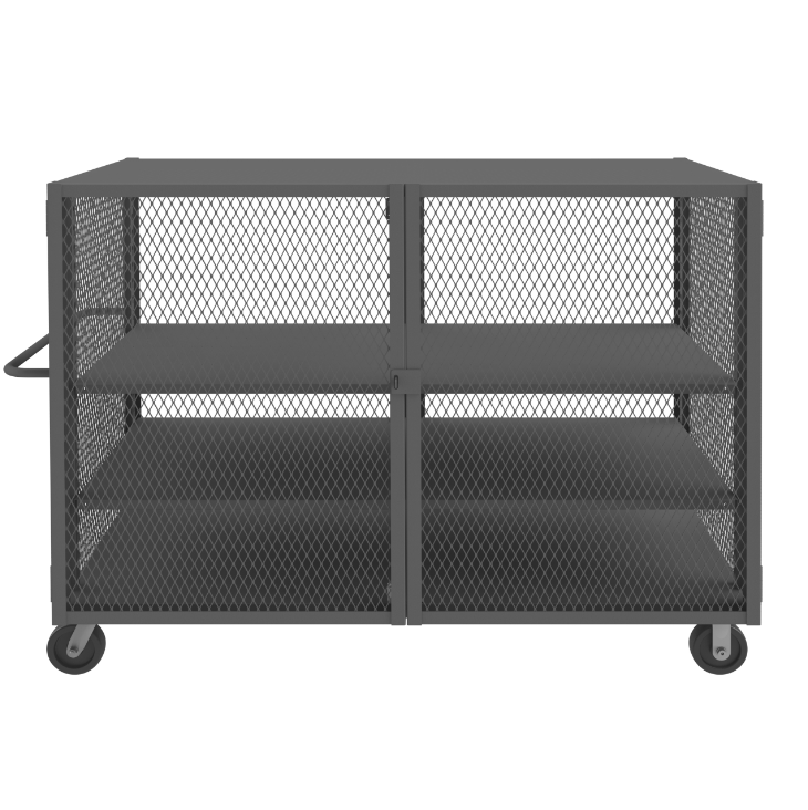 Durham HTL-4474-DD-2AS-95 Mesh Truck, 1 Adjustable Shelf, 44 X 74, 2000 Lbs. Capacity