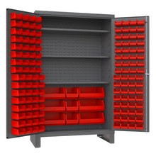 Load image into Gallery viewer, Durham JC-137-3S-1795 Cabinet, 14 Gauge, 3 Shelves, 137 Red Bins, 48 X 24 X 78