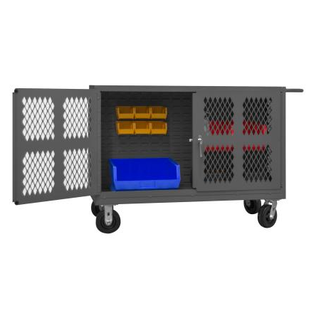 Durham PJ-2448-LP-95 Double Sided Cart With Louvered Panels